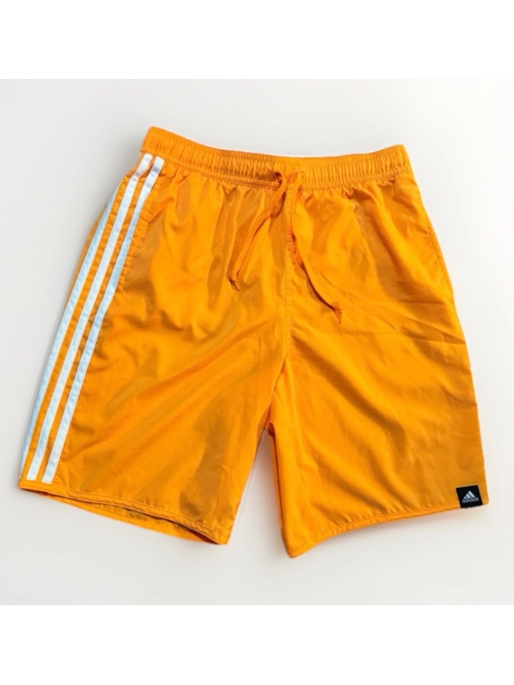 Adidas Men's 3-Stripes Classic‎ Swim Shorts Orange White Size Small S Mesh Liner